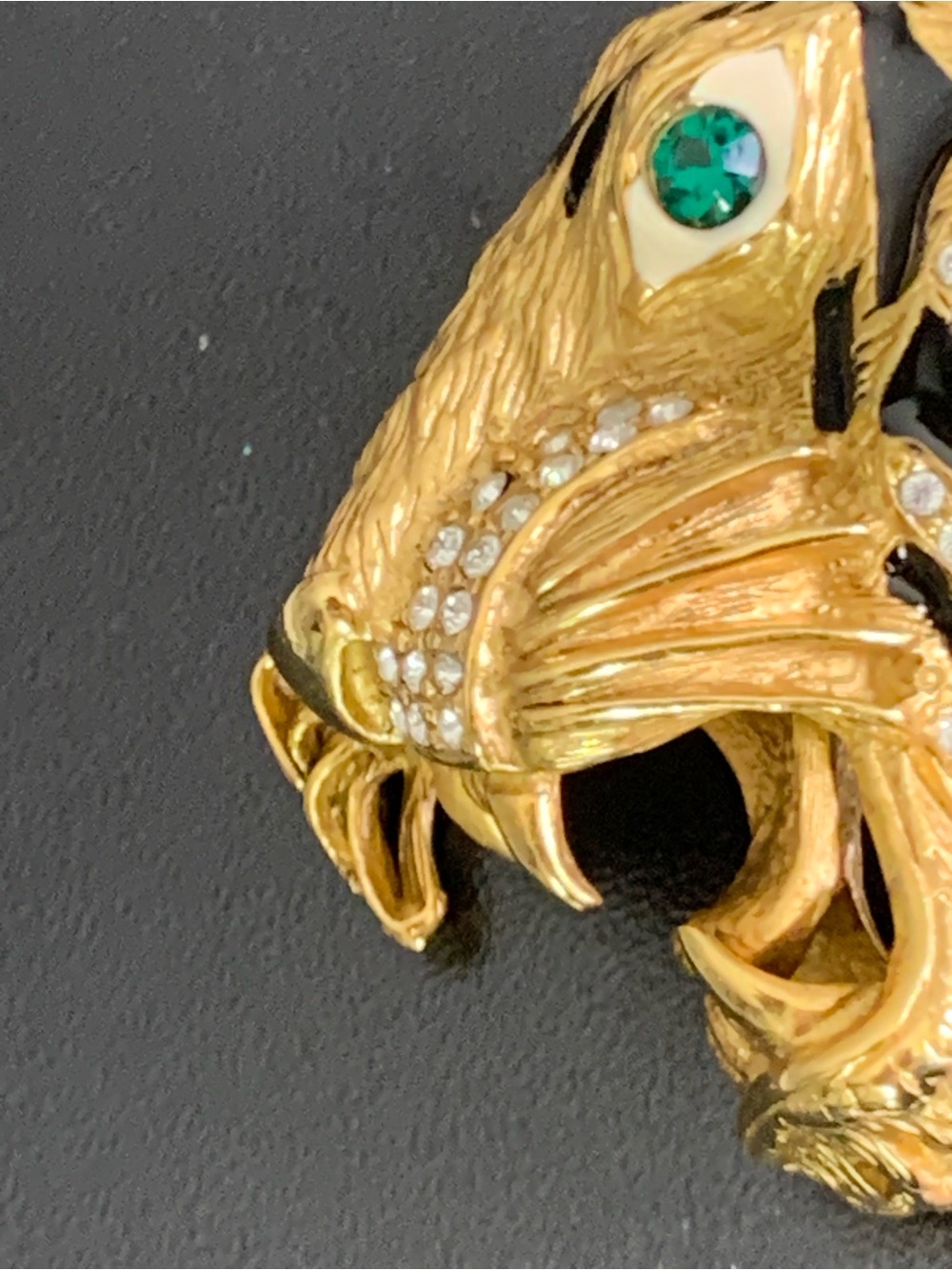 VINTAGE ERWIN PEARL RHINESTONE ENAMEL TIGER BROOCH - Picture 7 of 14